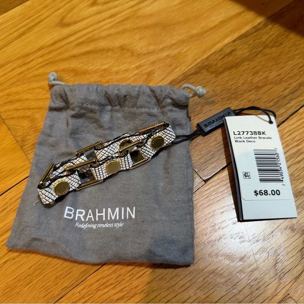 Brahmin White and Gold Leather Bracelet